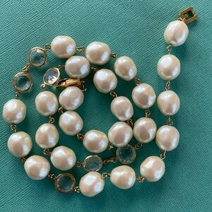 Givenchy Paris New York Vintage Faux Pearl and Crystal Necklace